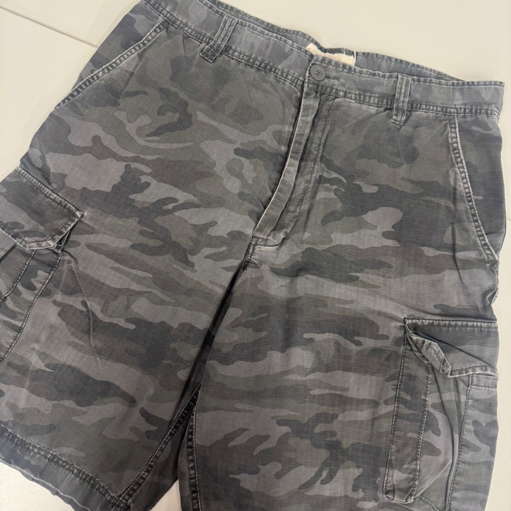 Foot Locker Cargo Shorts Mens 36 Grey‎ Camo Good Ripstop Cotton Utility Pockets